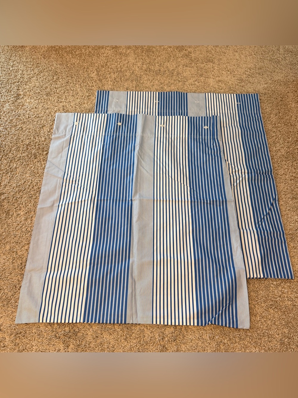 Ralph Lauren Set of 2 Blue/White Striped 100% Cotton Pillowcases 29 X 25